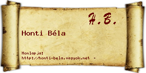 Honti Béla névjegykártya
